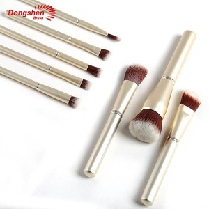 Golden aluminum handle fiber synthetic hair 8pcs makeup brush set