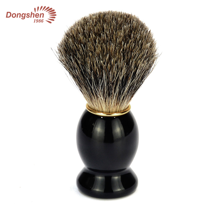 Classic black wooden handle pure badger hair men's daily shaving brush (1)