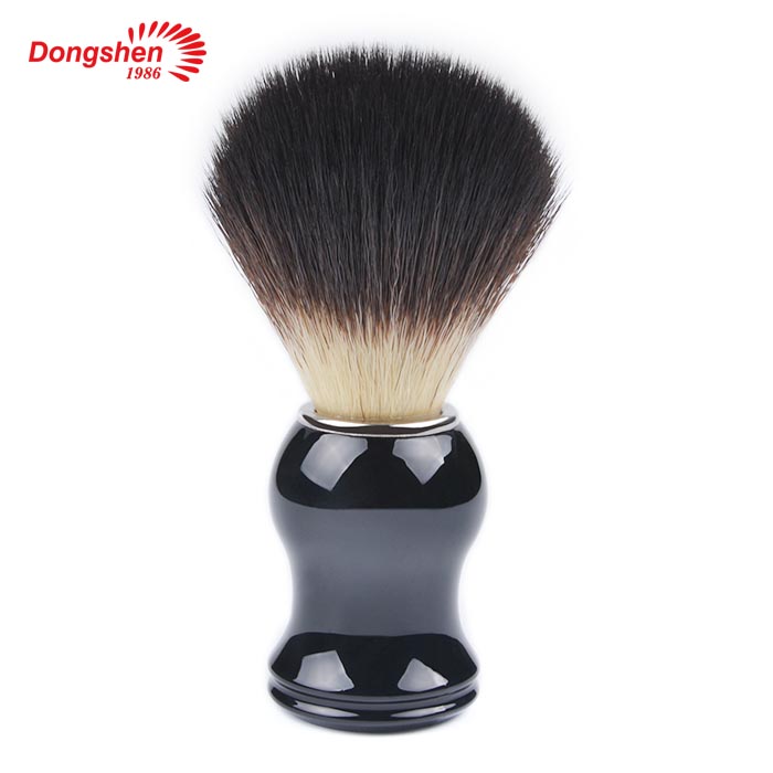 Comfortable vegan synthetic hair professional shaving brush with black plastic handle (1)