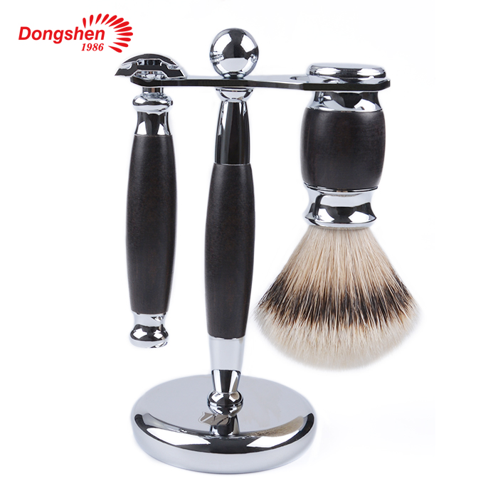 Dongshen Classic Design Black Men's Shaving Brush Set Silvertip Shaving Brush Safety Razor (1)