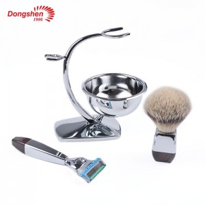 Dongshen Premium Men Barberbørste Sæt Luksus Badger Hair Barberbørste og barberskraber