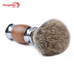 Dongshen mewah warna kayu alami safety cukur super badger rambut cukur sikat set