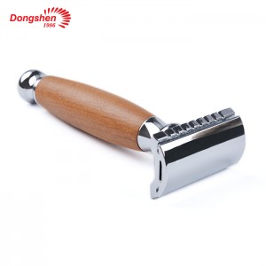 Dongshen luksus naturligt træfarve sikkerhedsbarberblad super grævling hår barberbørstesæt