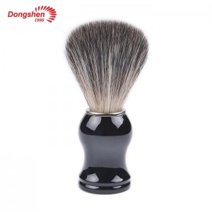Dongshen wholesale fiber synthetic hair professional shaving brush with black plastic handle