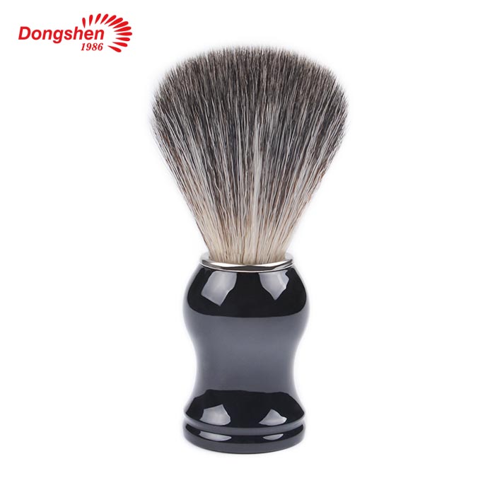 Dongshen wholesale fiber synthetic hair professional shaving brush with black plastic handle
