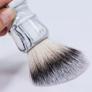 Wholesale DM White Resin Handle Synthetic Hair Shaving Brushes Customized Logo Free Samples for Men’s Care