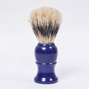 High quality hard boar bristle shaving brush with blue plastic handle