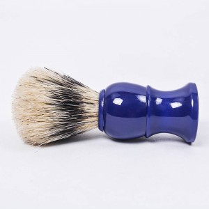 Høykvalitets barberbørste med hardsvinbust med blått plasthåndtak
