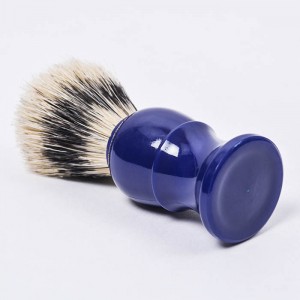 Brocha de afeitar de cerdas duras de jabalí de alta calidad con mango de plástico azul