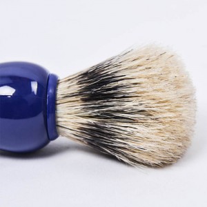 High quality hard boar bristle shaving brush with blue plastic handle