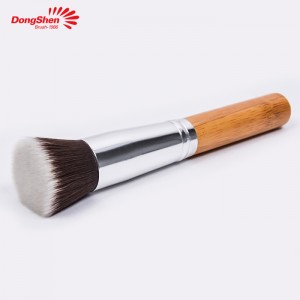 High quality soft and dense flat top synthetic hair bamboo handle makeup foundation brush