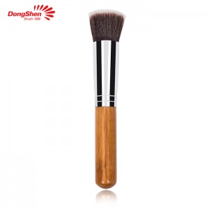 High quality soft and dense flat top synthetic hair wooden handle makeup founda