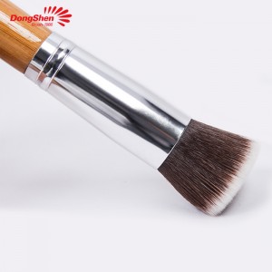High quality soft and dense flat top synthetic hair bamboo handle makeup foundation brush