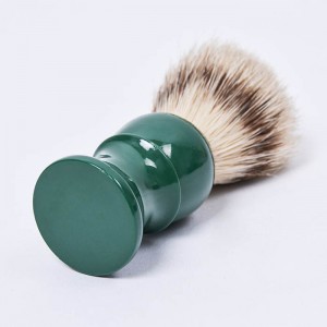 Pincel de barbear masculino com cerdas de javali de luxo, cabo de plástico verde