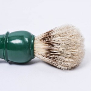 Pincel de barbear masculino com cerdas de javali de luxo, cabo de plástico verde