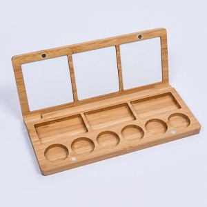 Dongshen makeup tool wholesale custom logo eco-friendly bamboo empty makeup palette case with mirror