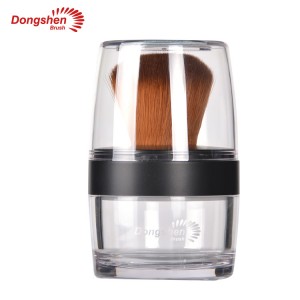 Dongshen nagykereskedelmi saját márkás kabuki vegán szintetikus haj laza púderkefe szitáló tégely üres utántölthető utazási ásványi tégely tükörrel