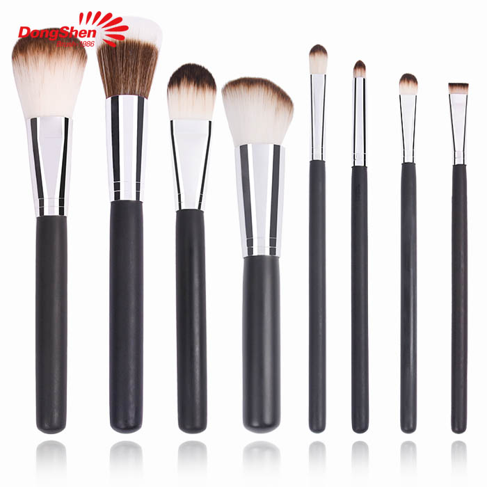 Professional 8pcs soft skin-friendly synthetic hair wooden handle makeup brush set (1)