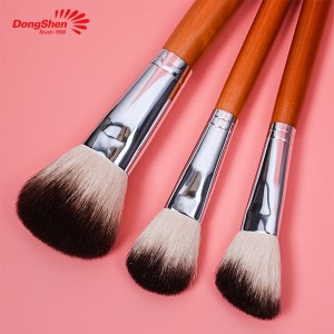 Набір кистей для макіяжу Dongshen з натуральної м'якої козячої шерсті помаранчевої дерев'яної ручки