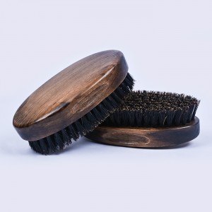Dongshen Luxus-Bartbürste aus 100 % Wildschweinborsten mit ovalem Holzgriff und professioneller Eigenmarke zur Pflege von Gesichtsbärten für Männer