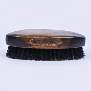 Dongshen lüks 100% domuz kılları oval ahşap saplı özel etiket profesyonel sakal fırçası erkek sakallarını tımar etmek için