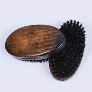 Dongshen de luxe 100% truges de senglar mànec ovalat de fusta raspall de barba professional d'etiqueta privada per a la neteja de la barba facial dels homes