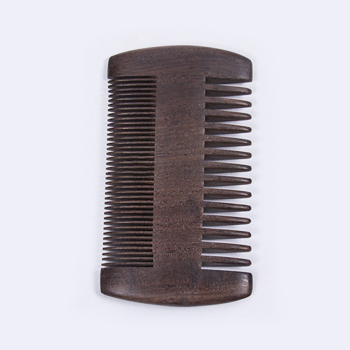 Dongshen beard comb dual action fine and coarse teeth premium black wood men’s beard grooming comb