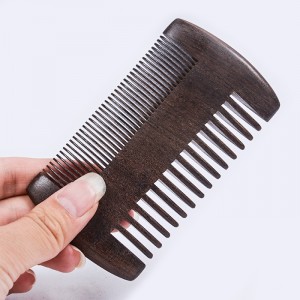 Dongshenin kaksitoiminen partakampa hienot ja karkeat hampaat premium-musta puinen miesten parranhoitokampa