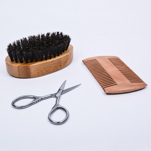 Dongshen ប្រណិតឧបករណ៍ជក់ពុកចង្ការរបស់បុរសសុទ្ធ boar bristles ច្រាសពុកចង្ការឈើគុណភាពខ្ពស់ comb កន្ត្រៃពុកចង្ការដែកអ៊ីណុក