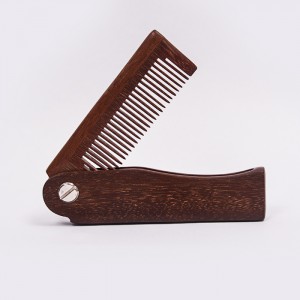 Dongshen wholesale private label wooden portable men’s beard care folding beard comb