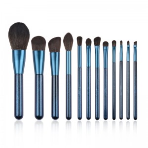 Dongshen vegan makeup brush wholesale good price fiber synthetic hair blue facial makeup beauty brush set