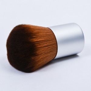 Dongshen kabuki brush factory matibay vegan synthetic hair aluminum handle powder blush bronzer cosmetic brush