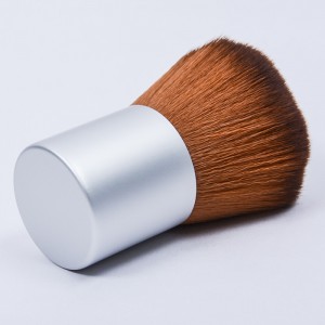 Dongshen kabuki brush factory durable vegan synthetic hair aluminum handle powder blush bronzer cosmetic brush