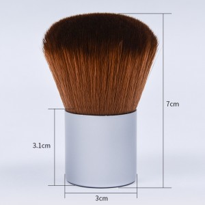 Dongshen kabuki brush factory durable vegan synthetic hair aluminum handle powder blush bronzer cosmetic brush