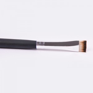 Cepillo delineador de ollos de maquillaxe de marca privada Dongshen, de ángulo plano e espeso, vegano sintético con mango de madeira peludo