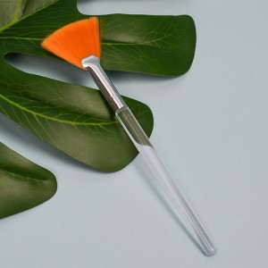 Dongshen fan brush factory vegan fiber synthetic hair plastic handle beauty makeup brush for facial mask brush