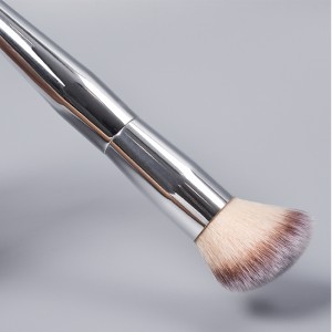 Dongshen OEM makeup foundation brush supplier wholesale single angle synthetic hair silver professional foundation cosmetic brush