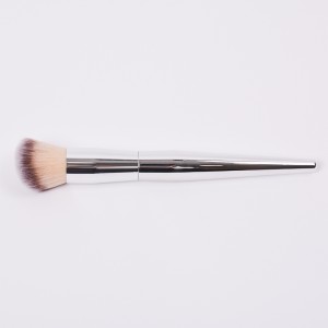 Dongshen OEM makeup foundation brush supplier wholesale single angle synthetic hair silver professional foundation cosmetic brush