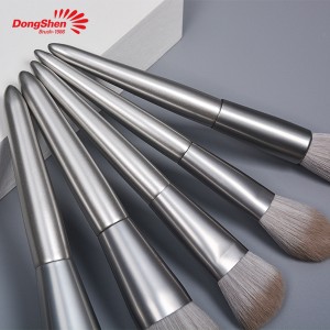Dongshen makeup brush set gray cruelty-free synthetic hair wooden handle foundation blush contour eyeshadow cosmetic brush makeup tool kit