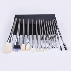 Dongshen makeup brush manufacturer wholesale luxury goat hair copper ferrule grey wooden handle makeup brush set makeup tools