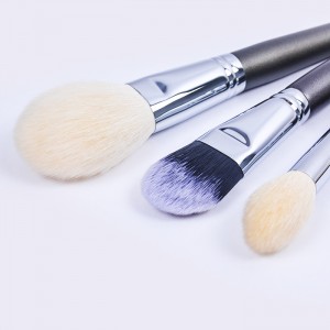 Dongshen makeup brush manufacturer wholesale luxury goat hair copper ferrule grey wooden handle makeup brush set makeup tools