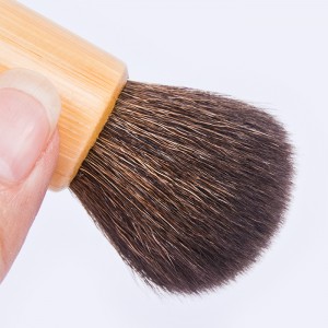 Dongshen Kabuki brush private label luxury natural goat hair gagang kayu bedak perona pipi beauty makeup brush kit