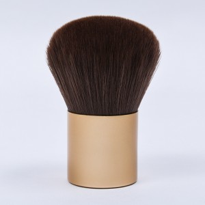 Dongshen kabuki brush manufacturer cruelty-free fiber synthetic hair aluminum handle powder foundation bronzer brush