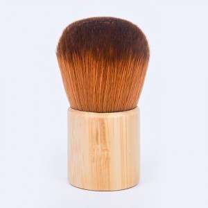 Perie facială Dongshen KABUKI perie de machiaj pudră din fibre vegane premium, păr sintetic, mâner din lemn