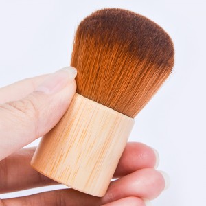 ជក់ផាត់មុខ Dongshen KABUKI ពិសេស vegan fiber synthetic hair wood handle powder brush make up