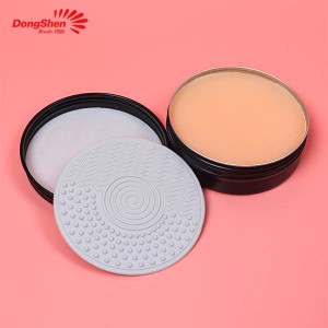 Limpiador de brochas de maquillaje Dongshen, limpiador de esponja de licuadora de belleza de jabón sólido con almohadilla de silicona