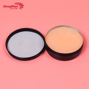 Dongshen Ŝminko-Brush Cleaner Solida Sapo Beleco Blender Sponge Cleaner kun Silicone Scrub Pad