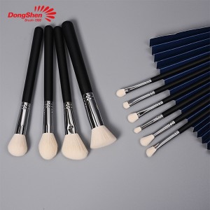 Dongshen custom private label wholesale vegan cruelty-free synthetic hair black handle 10pcs professional makeup brush set