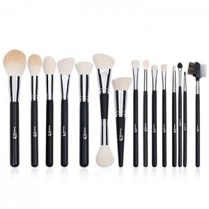 Dongshen professional cosmetic brush luxury soft synthetic hair wooden 15pcs makeup brush set for facial beauty makeup