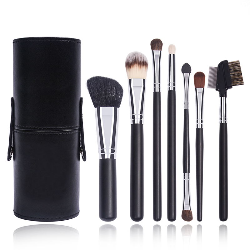 Dongshen brush luxury soft non-irritating goat hair pony hair black wooden handle private label makeup brush set with case